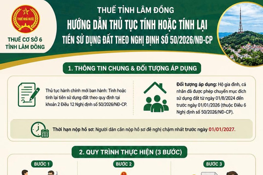 Tỉnh Lâm Đồng hướng dẫn tính lại tiền sử dụng đất theo Nghị định 50/2026/NĐ-CP