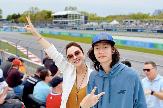 Hoa hậu Jennifer Phạm cùng con trai Bảo Nam cao 1,9m đi xem đua xe F1 tại Canada