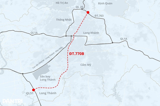 Tuyến đường ĐT 770B nối sân bay Long Thành: Quy mô 8 làn xe và trục động lực mới