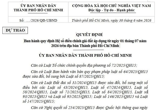 TP. HCM đề xuất hệ số K mới: Giá đất nông nghiệp có nơi tăng hơn 10 lần
