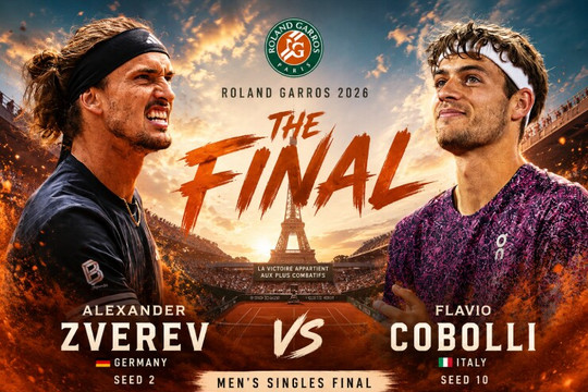 Chung kết Roland Garros 2026: Alexander Zverev đấu Cobolli và cơ hội giải lời nguyền Grand Slam