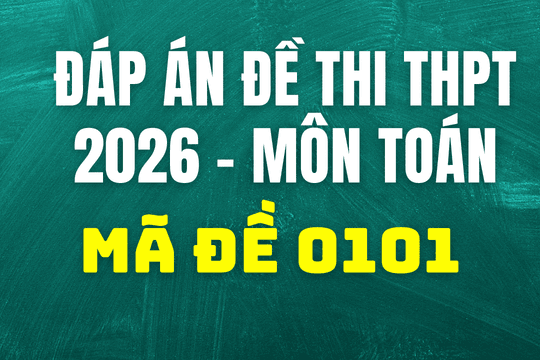 Đáp án môn Toán mã đề 0101 thi tốt nghiệp THPT 2026