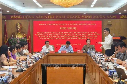 Bảo đảm hệ thống MTTQ, các đoàn thể trung ương vận hành hoạt động hiệu lực, hiệu quả