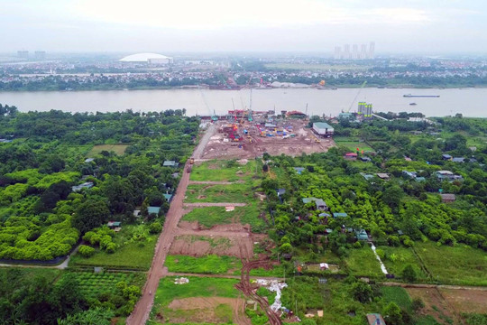 Tiến độ thi công cầu Tứ Liên gần 20.000 tỷ đồng sau hơn một năm khởi công