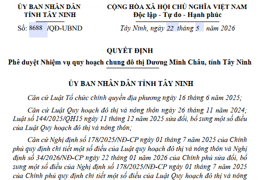 Quy hoạch đô thị Dương Minh Châu Tây Ninh: Quy mô 17.700 ha ven hồ Dầu Tiếng