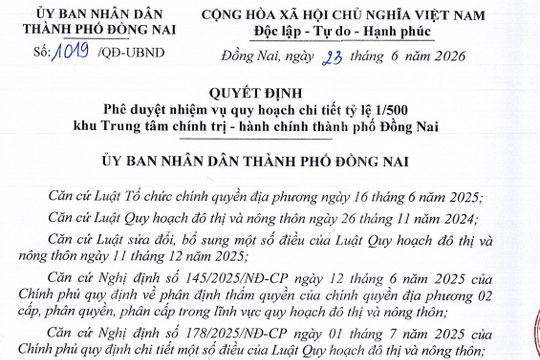 Quy hoạch Trung tâm hành chính mới TP. Đồng Nai 102ha bên sông Đồng Nai