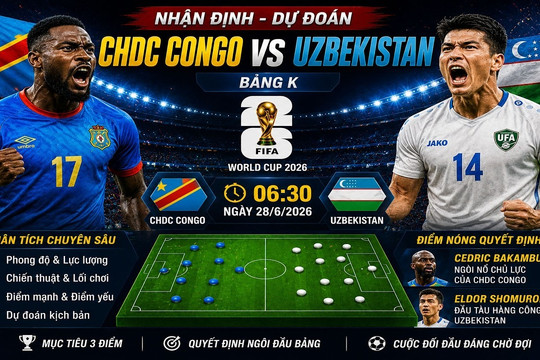 Tổng hợp dự đoán tỉ số CHDC Congo vs Uzbekistan lúc 6h30 ngày 28/6/2026