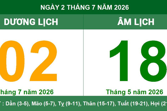 Lịch Âm Dương ngày 02/07/2026: Giờ hoàng đạo và lưu ý quan trọng về ngày Tam Nương