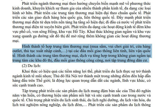 Quy hoạch Hà Nội 100 năm: Thiết lập mạng lưới 7 trung tâm outlet tại các cửa ngõ