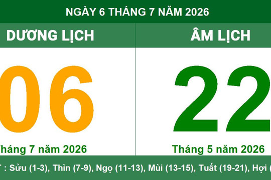 Lịch âm dương ngày 6/7/2026: Chi tiết giờ hoàng đạo và lưu ý phong thủy