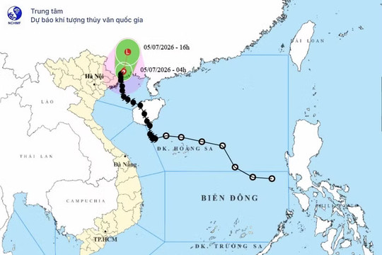 Bão số 1 di chuyển chậm, giảm cường độ và khả năng suy yếu trong ngày 5/7