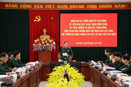 Đại tướng Nguyễn Tân Cương làm việc với Học viện Lục quân