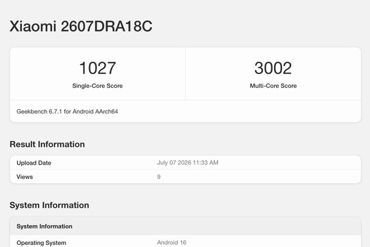 Xiaomi Redmi Note 17 lộ diện trên Geekbench: Chip Snapdragon 6s Gen 4 và RAM 12GB