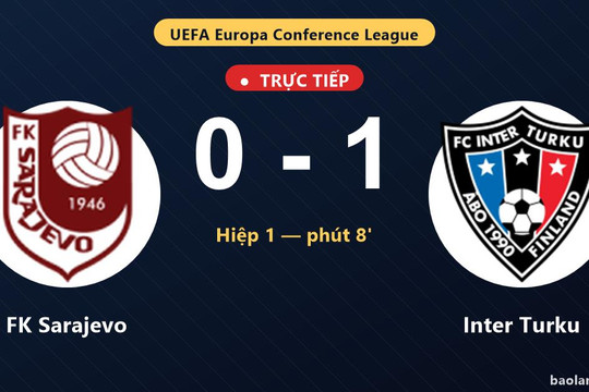 Trực tiếp FK Sarajevo vs Inter Turku: Hiệp 2 bắt đầu, Inter Turku dẫn 1-0