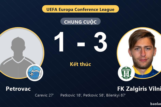 Zalgiris Vilnius thắng ngược Petrovac, mở toang cửa vòng loại Conference League