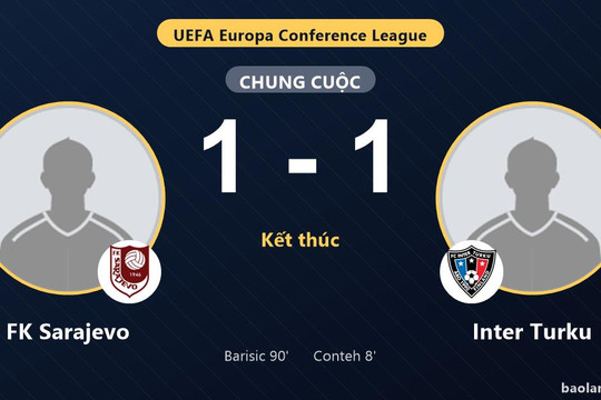 Sarajevo và Inter Turku chia điểm nhờ bàn gỡ phút 90