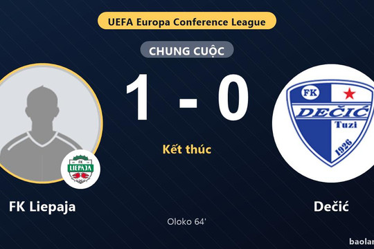 FK Liepaja hạ Dečić ở lượt đi vòng loại 1 Conference League
