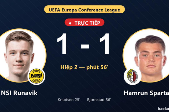 Trực tiếp NSI Runavik vs Hamrun Spartans: Hamrun Spartans gỡ hòa 1-1