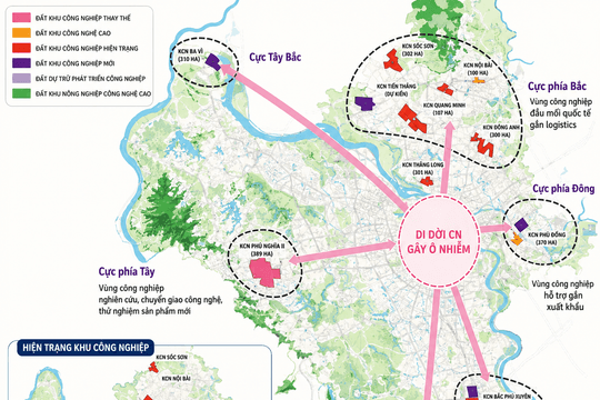 Hà Nội quy hoạch 198 cụm công nghiệp và di dời 57 cơ sở sản xuất khỏi nội đô