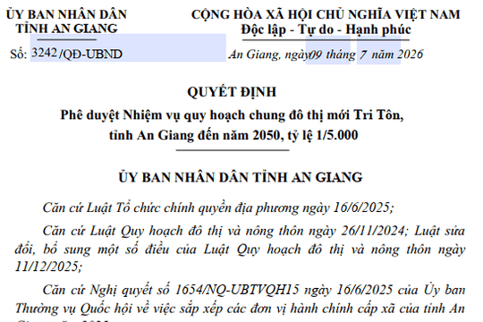Quy hoạch đô thị mới Tri Tôn Link vào An Giang: Trung tâm du lịch văn hóa vùng Bảy Núi