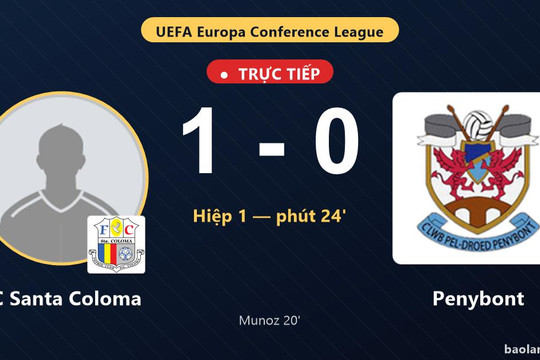 Trực tiếp FC Santa Coloma vs Penybont: Penybont mất người