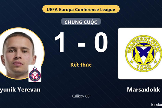 Kulikov định đoạt trận đấu, Pyunik Yerevan đánh bại Marsaxlokk