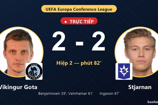 Trực tiếp Vikingur Gota vs Stjarnan: Stjarnan gỡ hòa 2-2