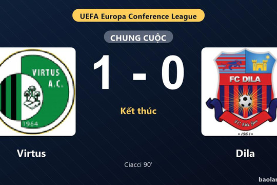 Thống kê trận đấu Virtus 1-0 Dila: E. Ciacci tỏa sáng, Virtus giành trọn 3 điểm
