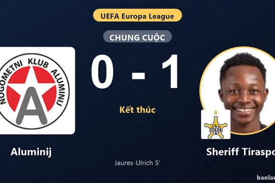Sheriff Tiraspol thắng tối thiểu Aluminij ở vòng loại Europa League
