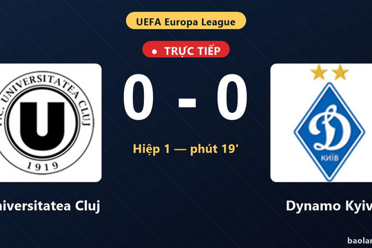 Trực tiếp Universitatea Cluj vs Dynamo Kyiv: Dynamo Kyiv bị VAR từ chối bàn thắng