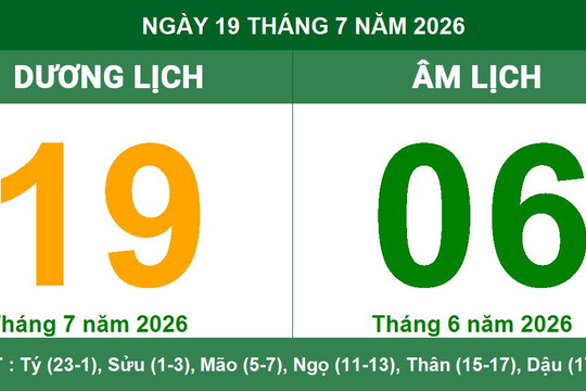 Lịch Âm Dương ngày 19/7/2026: Giờ hoàng đạo và những lưu ý phong thủy quan trọng