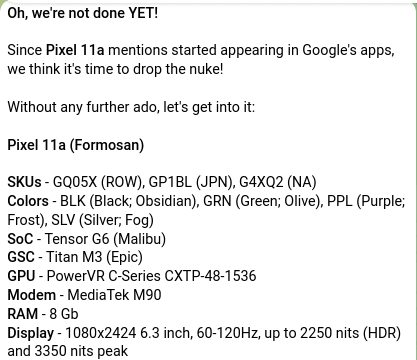 Google Pixel 11a lộ thông số: Chip Tensor G6 và modem Link vao Dubai không bị chặnTek đồng bộ dòng flagship