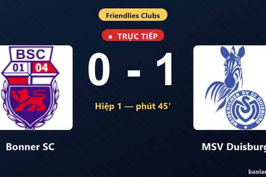 Trực tiếp Bonner SC vs MSV Duisburg: MSV Duisburg mở tỷ số