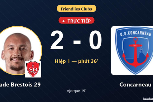 Trực tiếp Stade Brestois 29 vs Concarneau: Hiệp 2 bắt đầu, Stade Brestois 29 dẫn 2-0