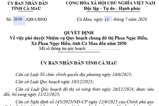 Quy hoạch đô thị ven biển Phan Ngọc Hiển 23.700ha tại Cà Mau: Trung tâm logistics và kinh tế biển
