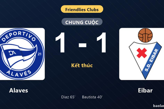 Thống kê trận đấu Alaves 1-1 Eibar: Hai đội chia điểm