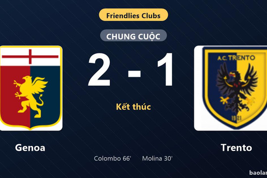Thống kê trận đấu Genoa 2-1 Trento: Genoa ngược dòng ngoạn mục