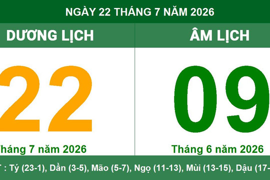 Lịch Âm Dương ngày 22/7/2026: Giờ hoàng đạo và những lưu ý phong thủy quan trọng