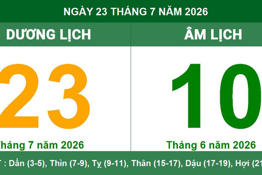Lịch Âm Dương ngày 23/7/2026: Xem giờ hoàng đạo và những lưu ý phong thủy