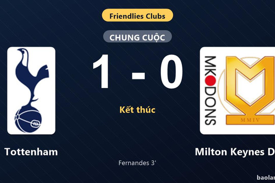 Thống kê trận đấu Tottenham 1-0 Milton Keynes Dons: M. Fernandes tỏa sáng, Tottenham giành trọn 3 điểm