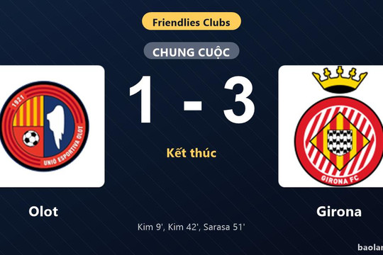 Thống kê trận đấu Olot 1-3 Girona: J. Sarasa tỏa sáng, Girona giành trọn 3 điểm