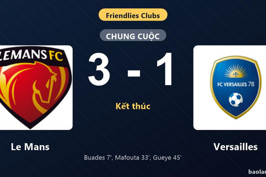 Thống kê trận đấu Le Mans 3-1 Versailles: D. Gueye tỏa sáng, Le Mans giành trọn 3 điểm