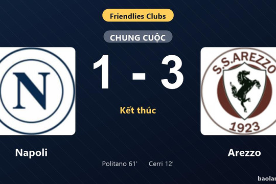 Thống kê trận đấu Napoli 1-3 Arezzo: Arezzo giành chiến thắng chung cuộc
