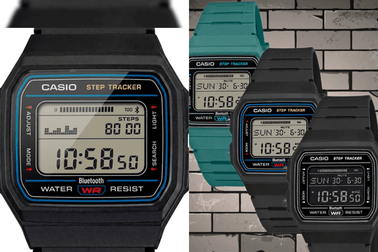 Casio F-B100W lộ diện thiết kế sắc nét: Tích hợp đếm bước chân và kết nối Bluetooth