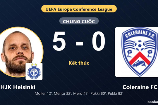 HJK Helsinki thắng đậm, Coleraine FC gục ngã ở vòng loại Conference League