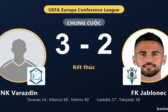NK Varazdin ngược dòng hạ FK Jablonec ở vòng loại thứ hai