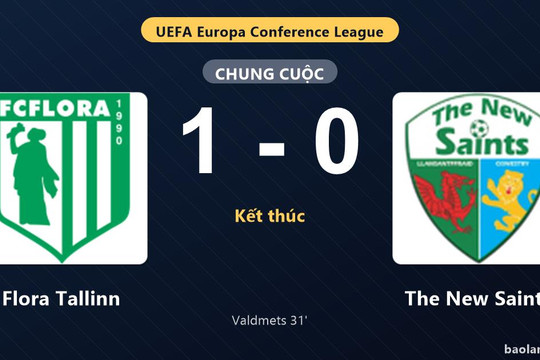 Thống kê trận đấu Flora Tallinn 1-0 The New Saints: R. Valdmets tỏa sáng, Flora Tallinn giành trọn 3 điểm