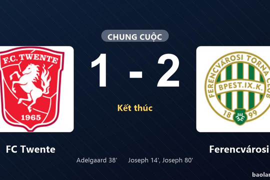 Thống kê trận đấu FC Twente 1-2 Ferencvárosi: Lenny Joseph tỏa sáng, Ferencvárosi giành trọn 3 điểm