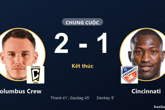 Columbus Crew ngược dòng hạ Cincinnati, cả hai chưa chốt suất đi tiếp