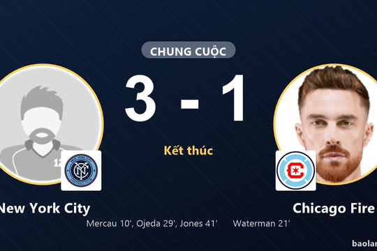 New York City thắng Chicago Fire, cuộc đua nhóm đầu vẫn chưa ngã ngũ